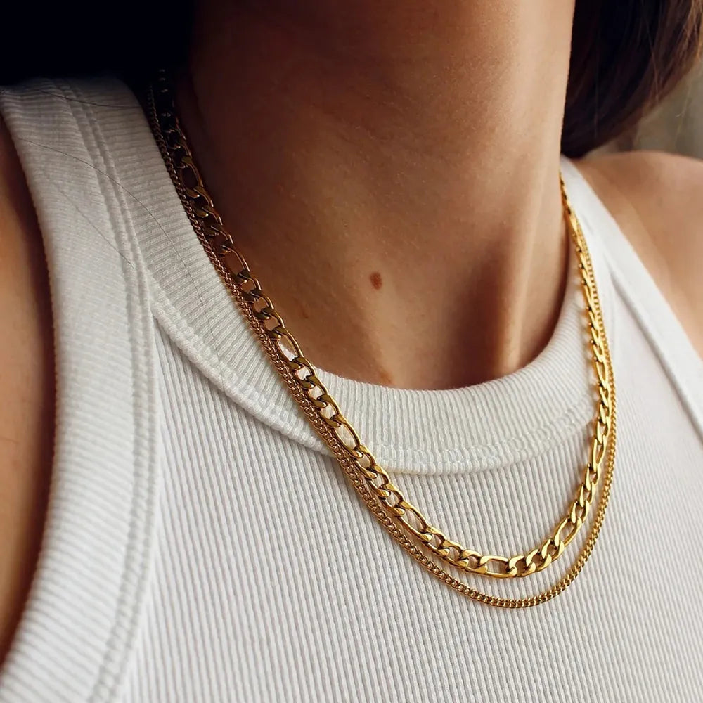 Stainless Steel Double-Layered Necklace - alternate necklace view