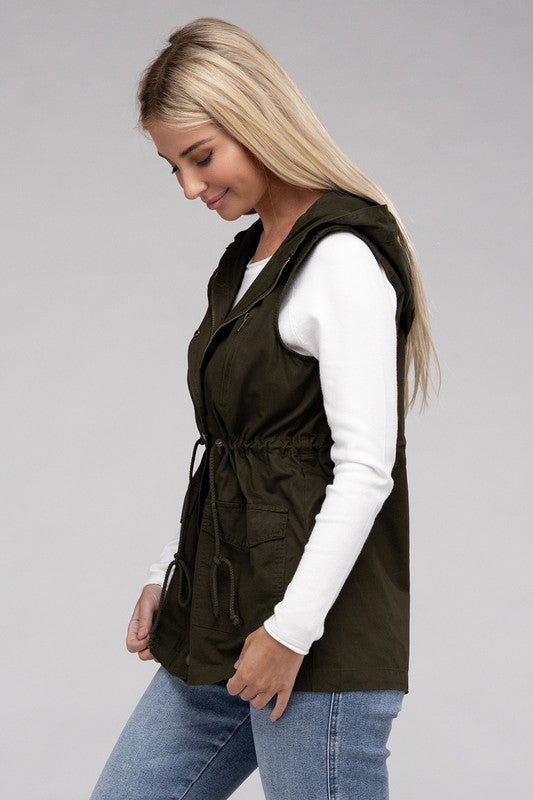 Drawstring Hoodie Vest