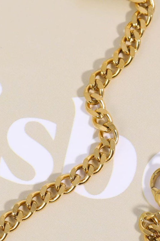 Inlaid Zircon Stainless Steel Necklace - alternate necklace view