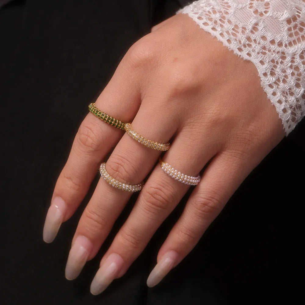 18K Gold-Plated Inlaid Zircon Ring - alternate ring view