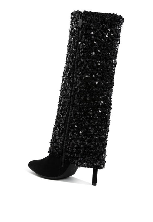 Sequinned Fold-Over Boots
