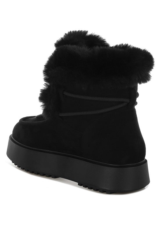 Faux Fur Flatform Boots