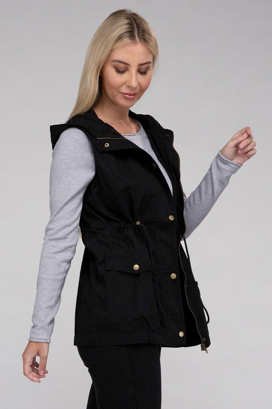 Drawstring Hoodie Vest