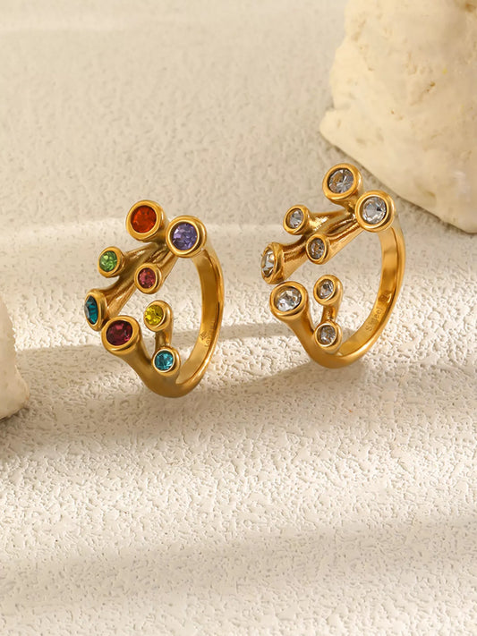 18K Gold-Plated Zircon Ring in Style B - women's ring