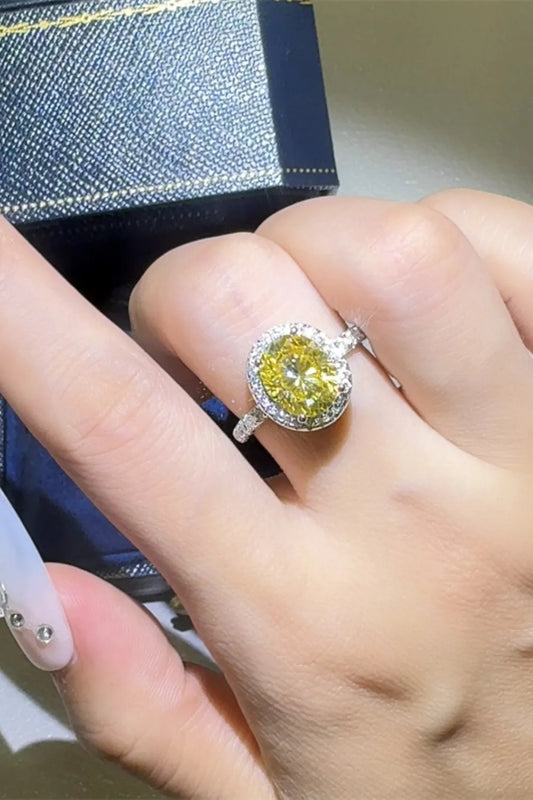 3 Carat Moissanite Sterling Silver Ring in Yellow - women's ring