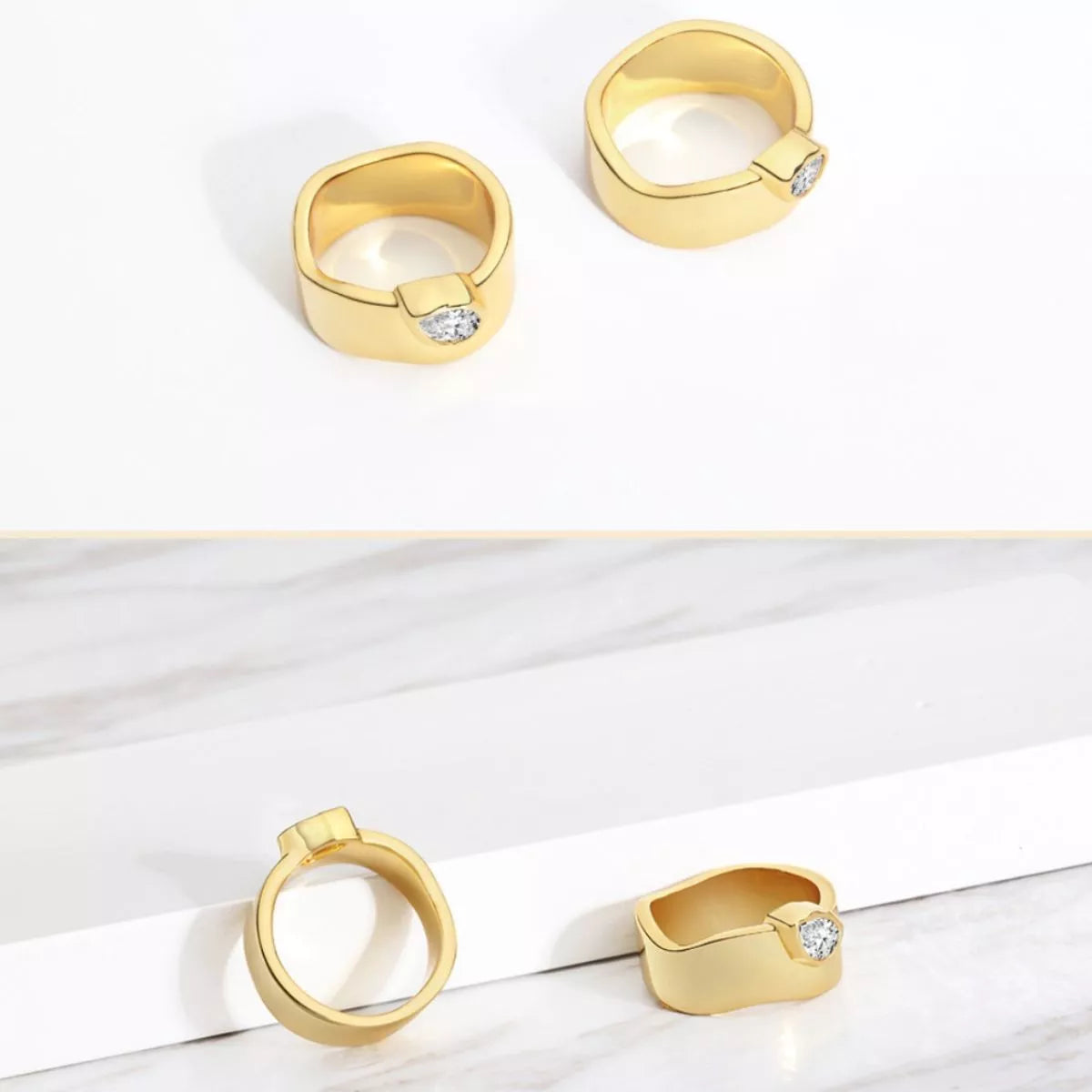 18K Gold-Plated Minimalist Design Ring - alternate ring view