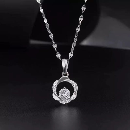 Sterling Silver Zircon Pendant Necklace - alternate necklace view