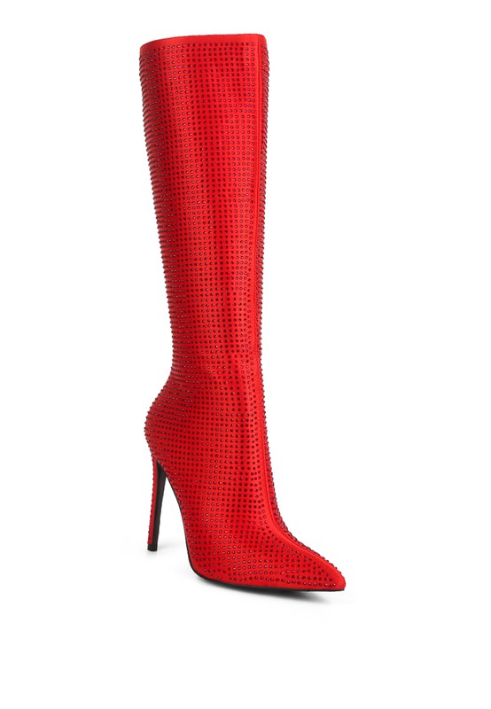 Satin High Heel Calf Boots