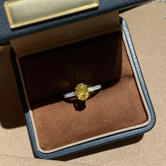Copper Zircon Oval Ring in Yellow - women's ring