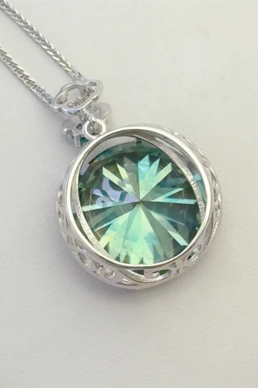 20 Carat Moissanite Sterling Silver Pendant Necklace - alternate necklace view