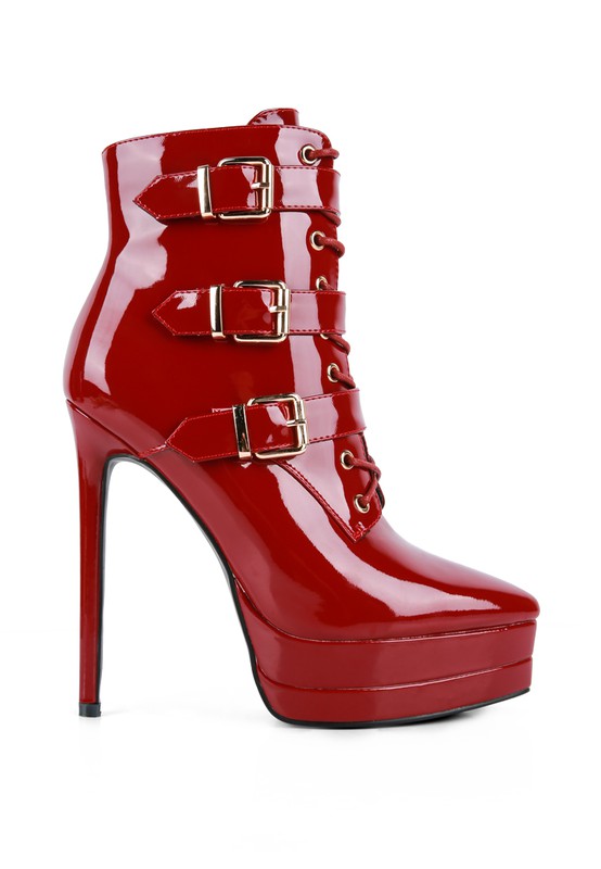 Patent Buckle Strap Boots