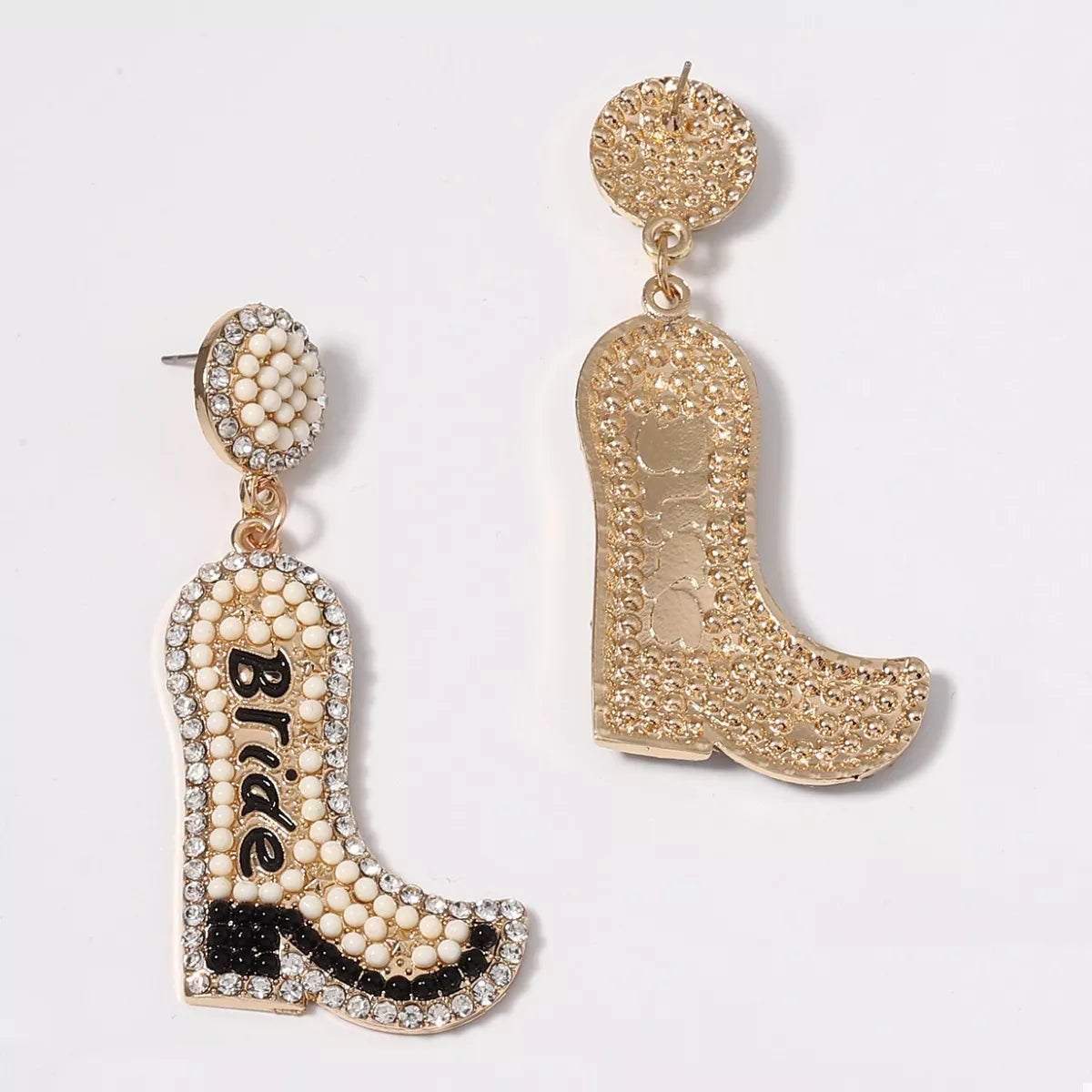 Bride Boot Dangle Earrings - alternate earring view