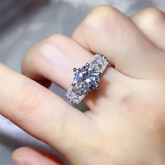 3 Carat Sterling Silver Moissanite Ring in Silver - women's ring