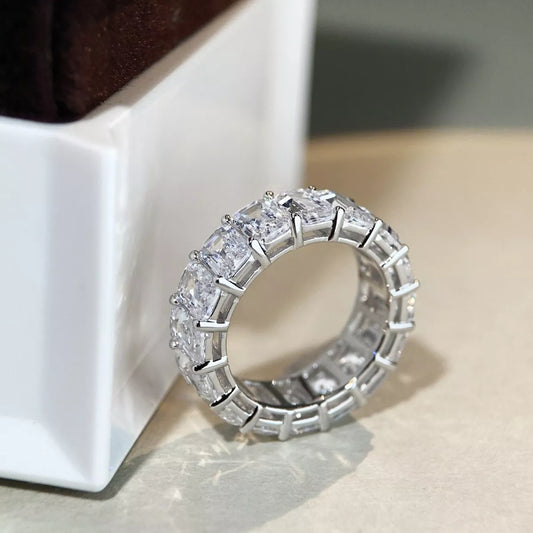 Sterling Silver Zircon Geometric Ring in Silver - women's ring