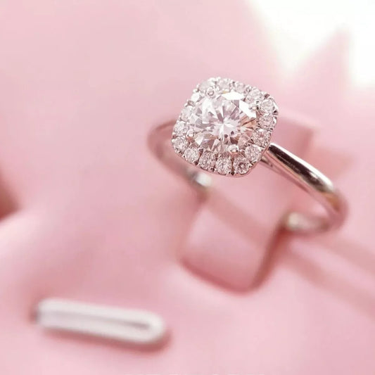 1 Carat Sterling Silver Moissanite Square Ring - alternate ring view