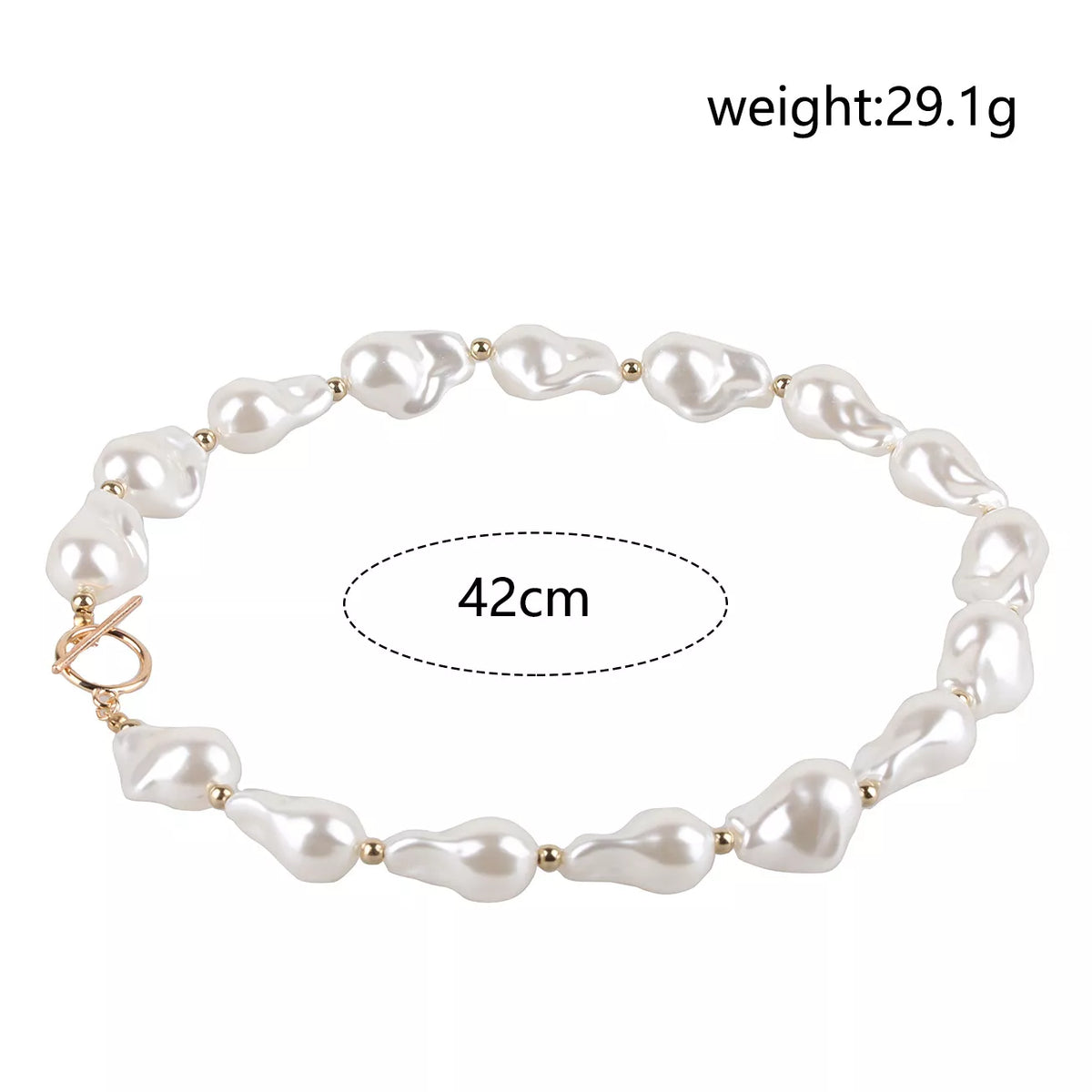 Synthetic Pearl Necklace with Toggle Clasp - alternate necklace view
