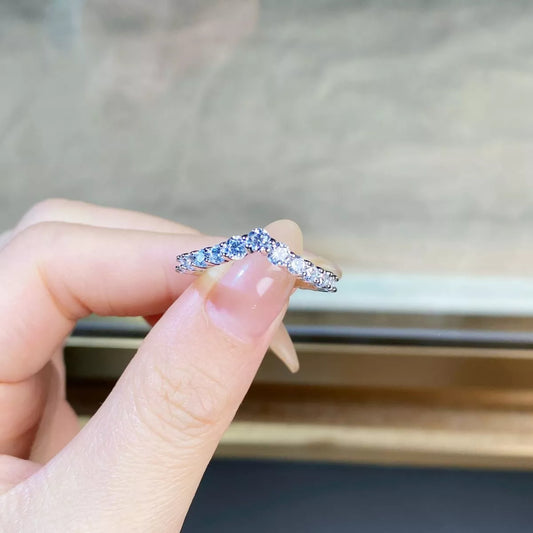 Sterling Silver Zircon V-Shaped Ring in Silver - women's ring