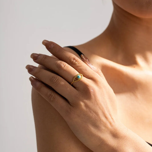 Turquoise Eye Design Ring - alternate ring view
