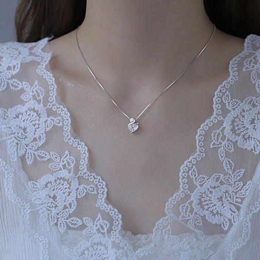 Sterling Silver Zircon Pendant Necklace in Silver - women's pendant necklace
