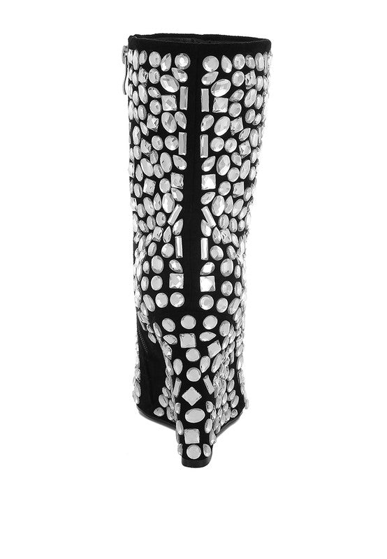Diamante Wedge Heel Boots
