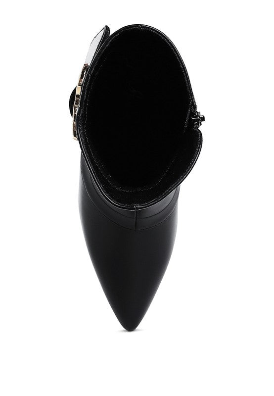 Chunky Buckle Strap Ankle Boots