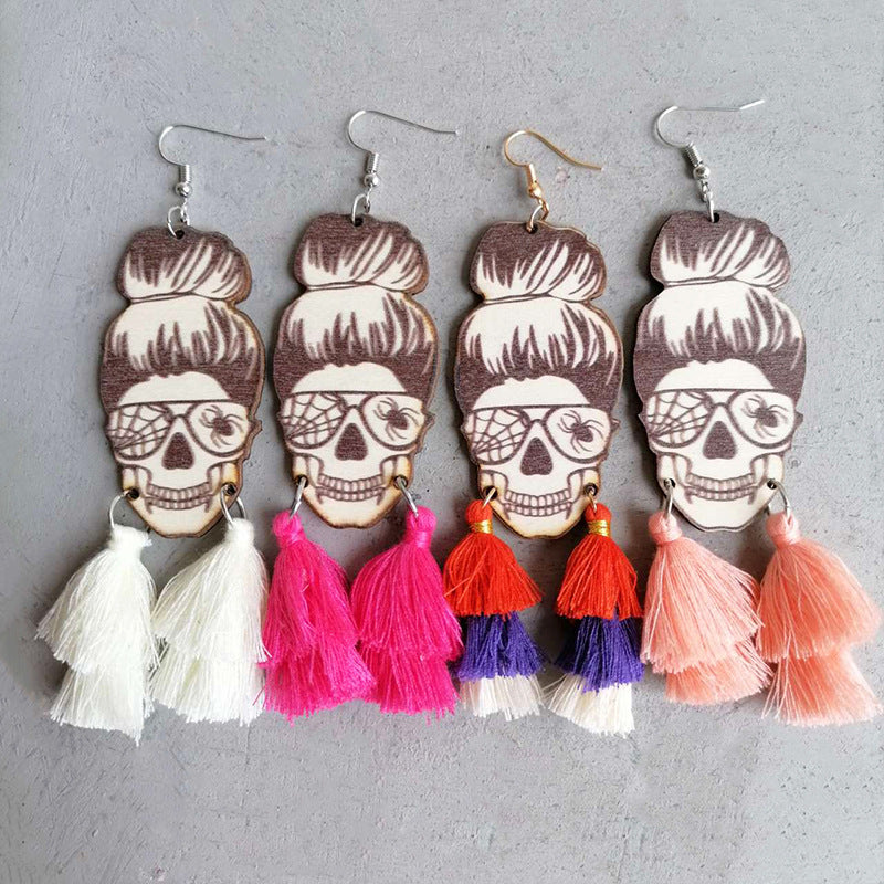 Spider Grandma Tassel Detail Dangle Earrings - alternate earring view