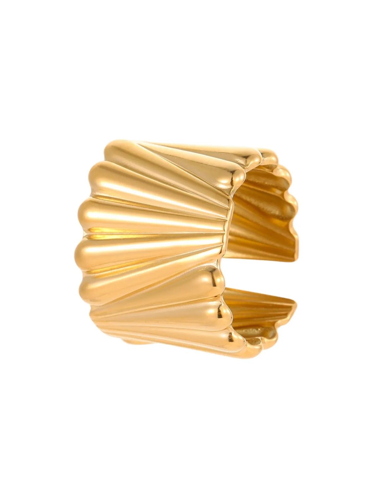 18K Gold-Plated Wide Band Statement Ring - alternate ring view