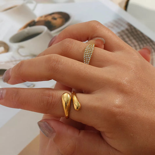 18K Gold-Plated Bypass Ring in Gold - women's ring