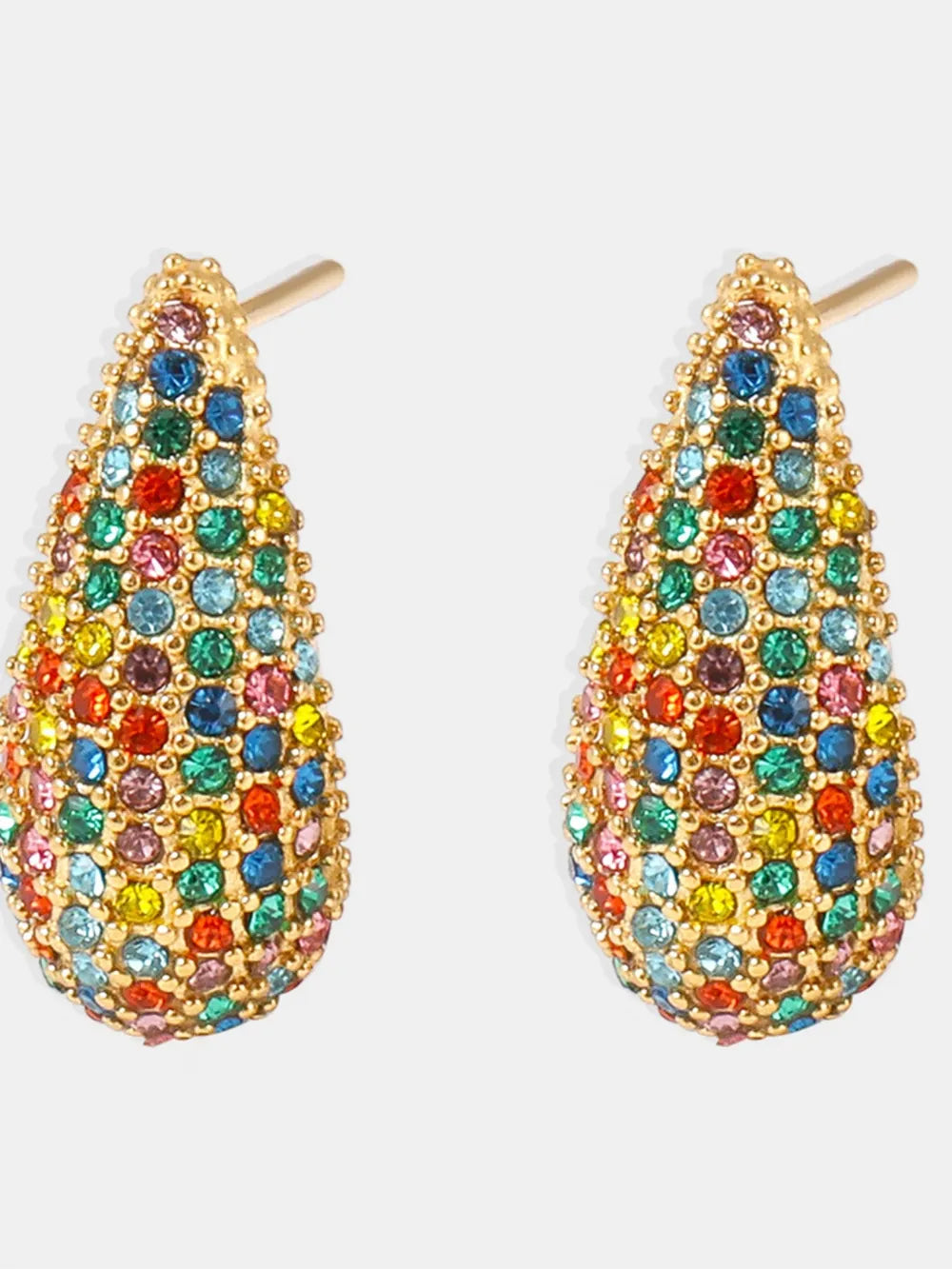 Stainless Steel Inlaid Zircon Teardrop Earrings - alternate earring view