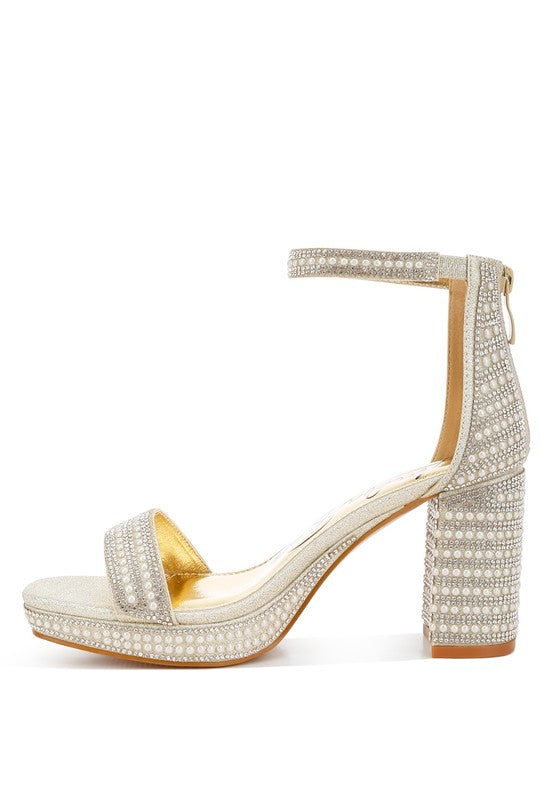 Pearl Embellished Sandals A