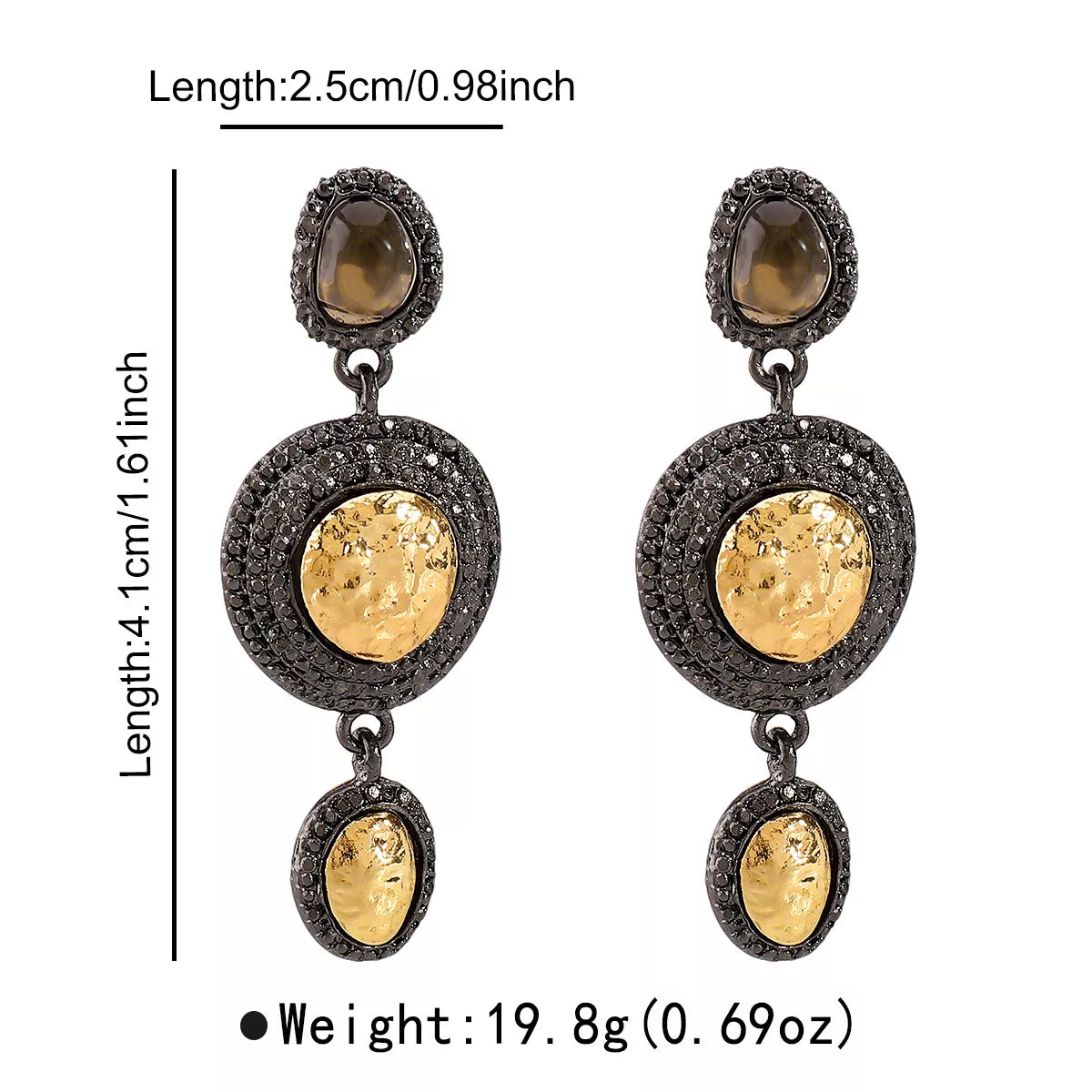 Vintage-Inspired Dangle Earrings with Gold Accents - alternate earring view