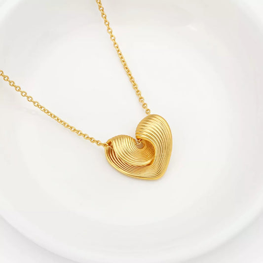 18K Gold-Plated Heart Pendant Necklace - alternate necklace view