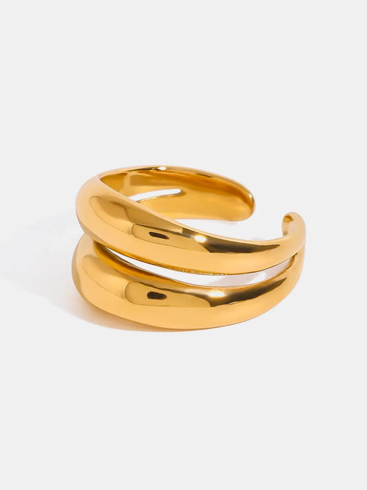 Stainless Steel Double-Layered Ring in Silver - women's ring