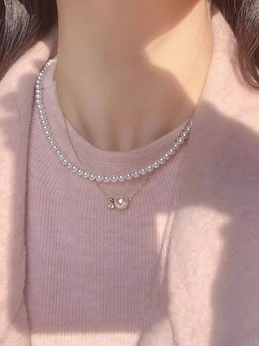 Sterling Silver Pearl Necklace - alternate necklace view