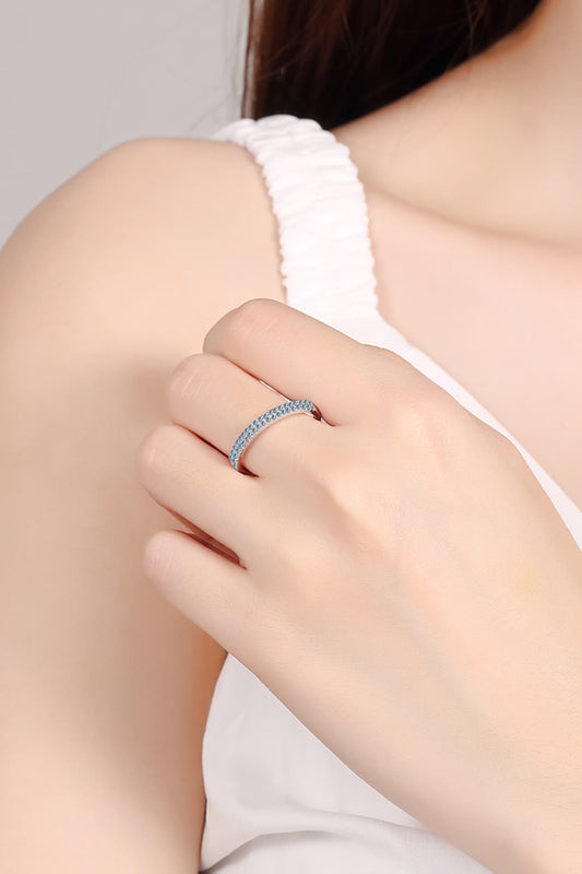 Moissanite Sterling Silver Half-Eternity Ring in Silver - women's ring