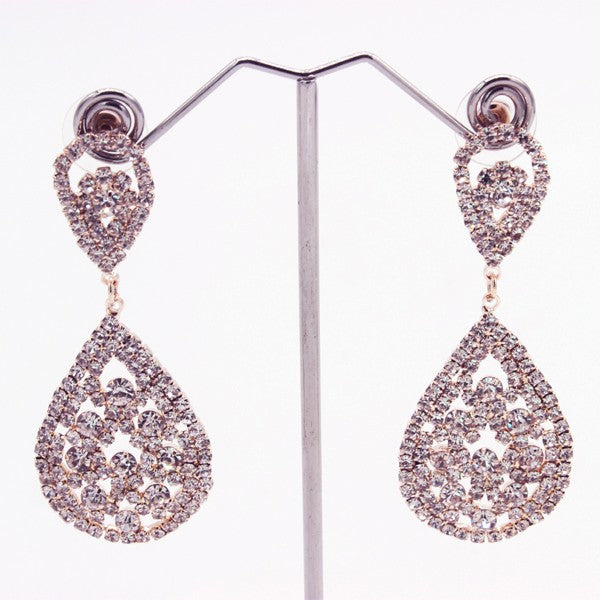 Rhinestone Cluster Drop Earrings