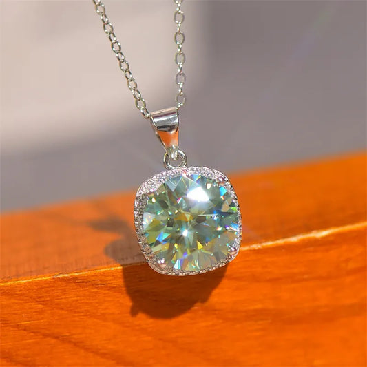 5 Carat Moissanite Sterling Silver Pendant Necklace - alternate necklace view