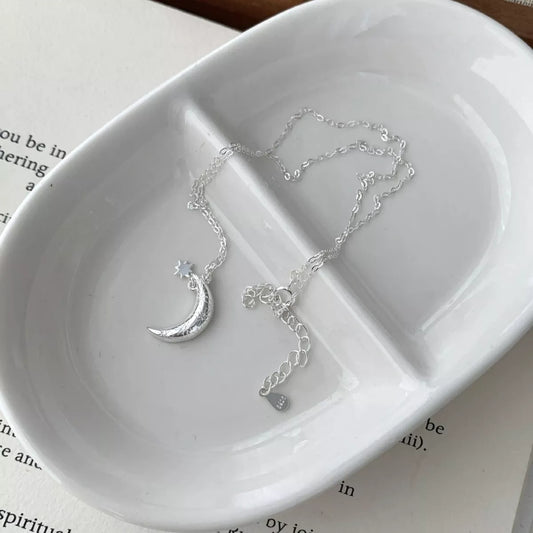 Sterling Silver Star Moon Necklace - alternate necklace view