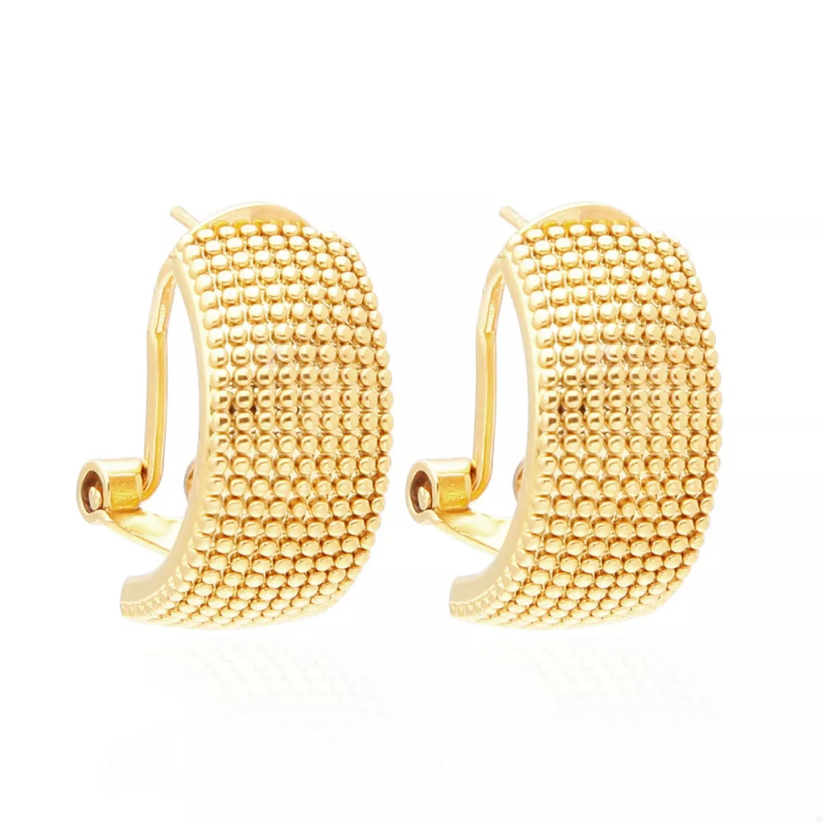 18K Gold-Plated Textured Wide Band Hoop Earrings - alternate earring view