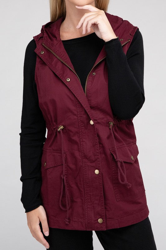 Drawstring Hoodie Vest