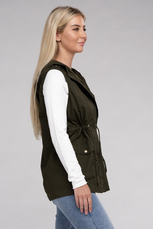Drawstring Hoodie Vest