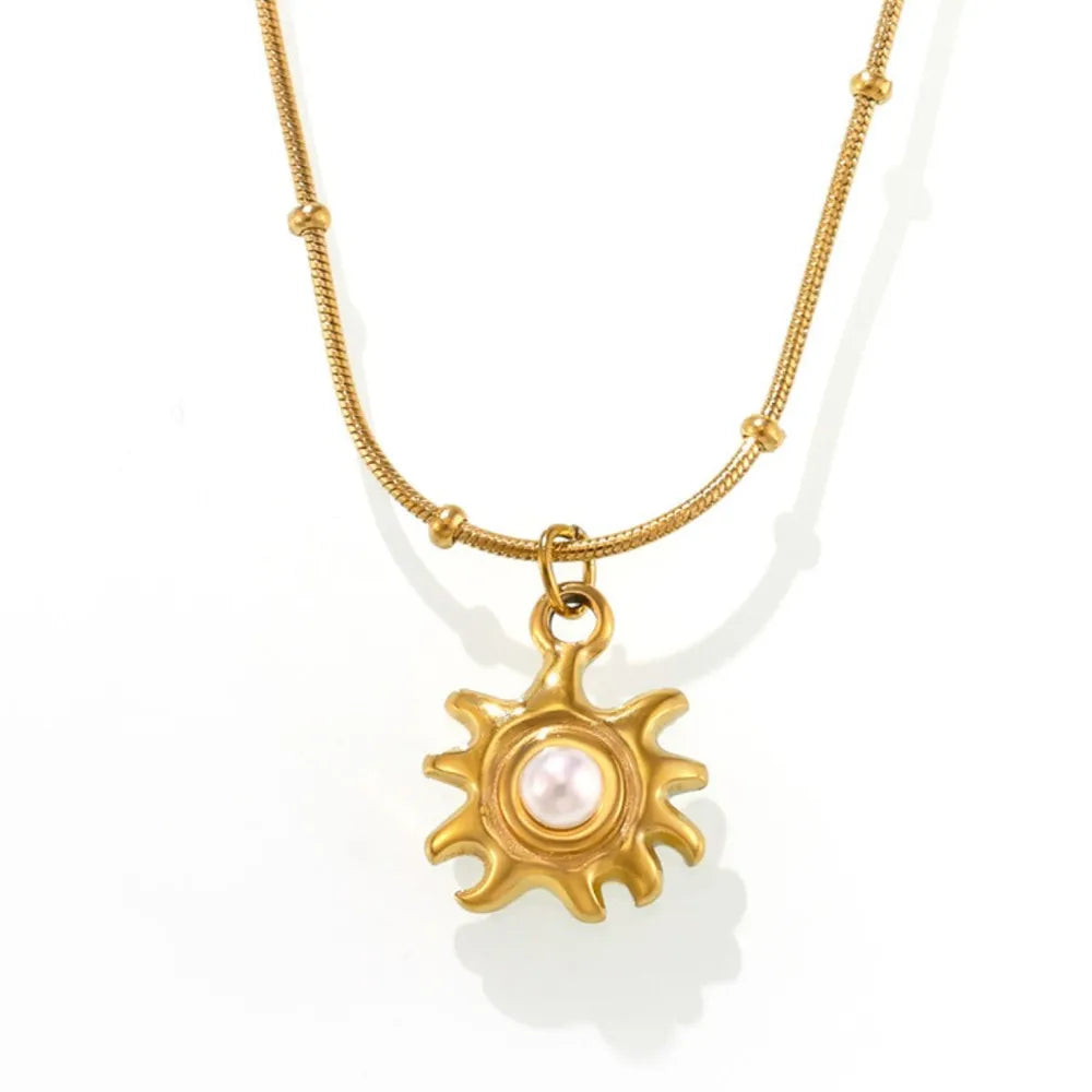 18K Gold-Plated Shell Pearl Necklace - alternate necklace view