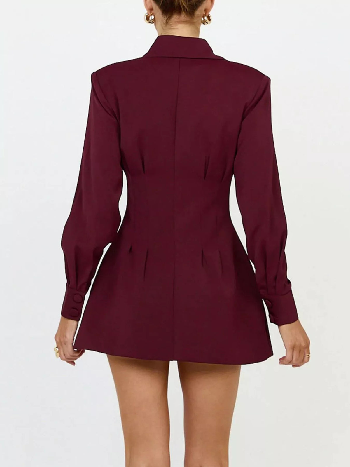 Corset-Style Button-Down Blazer Dress in White - Blossom's