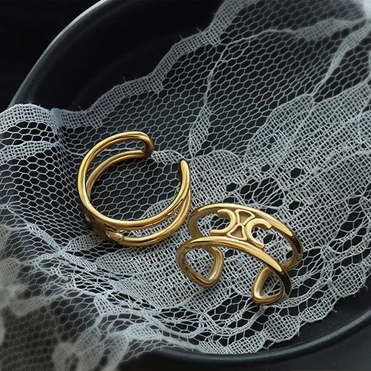 Titanium Steel Double-Layered Ring in Silver - women's ring