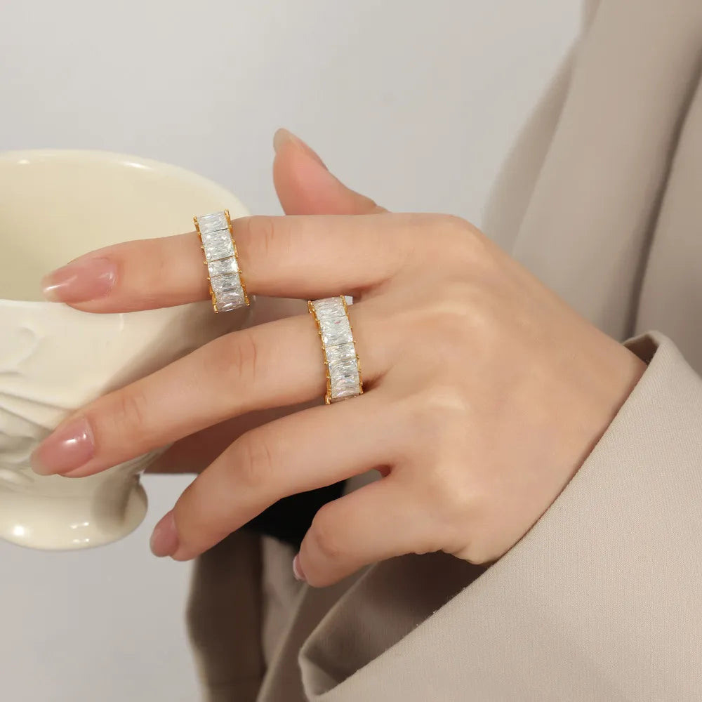 Titanium Steel Inlaid Zircon Ring - alternate ring view