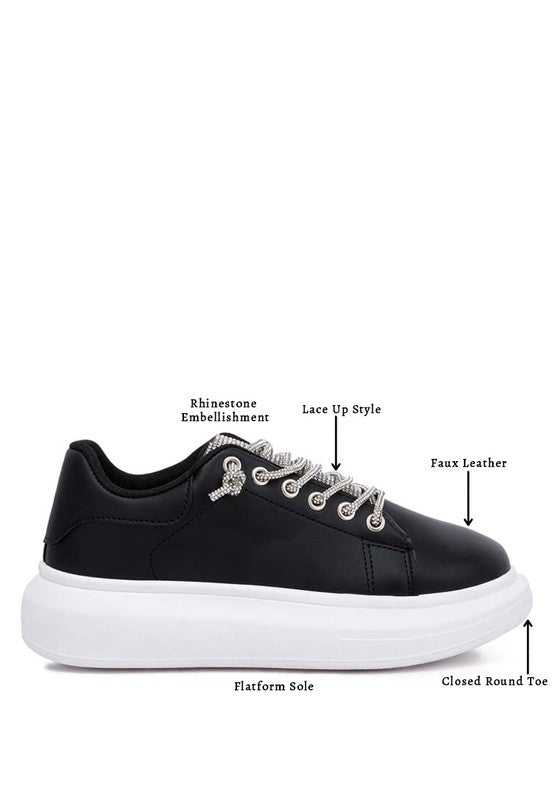Rhinestones Lace-Up Sneakers