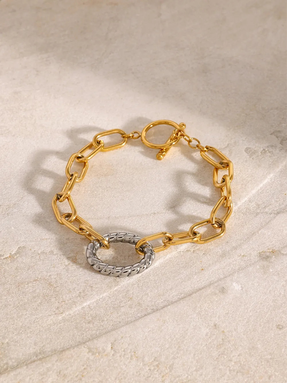 Two-Tone Stainless Steel Chain Bracelet - alternate jewelry view