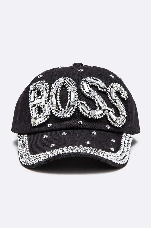 BOSS Crystal Embellished Cap