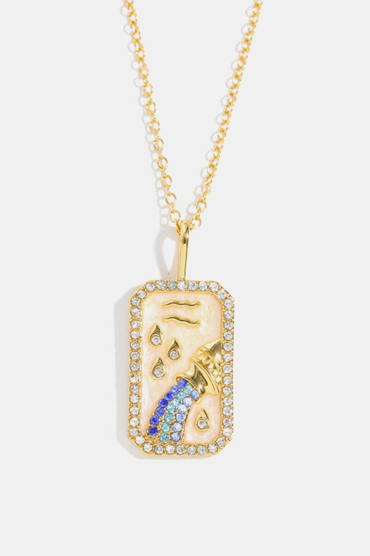 Rhinestone Constellation Pendant Copper Necklace in Gemini - women's pendant necklace