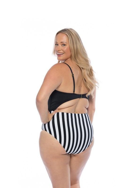 Black Striped Swimwear